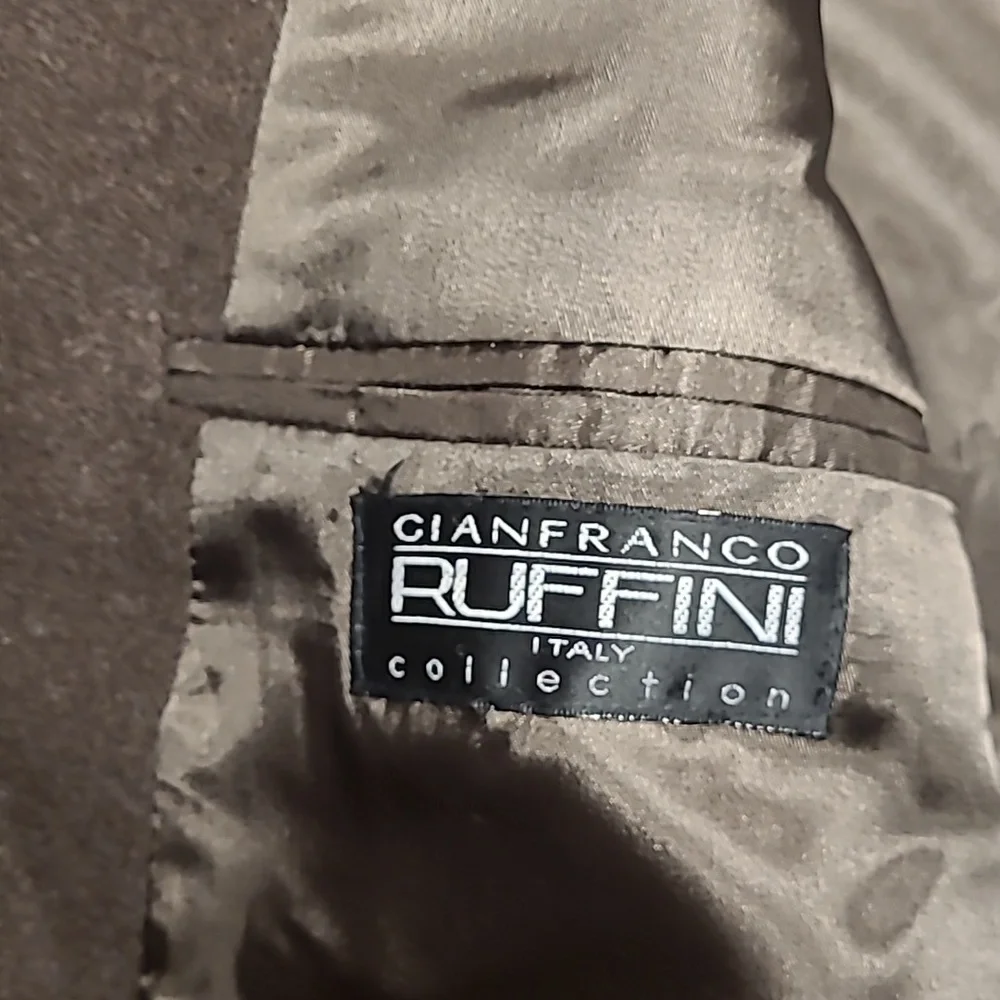 VTG CHOCOLATE BROWN CASHMERE WOVEN IN ITALY SPORT COAT BLAZER - Picture 9 of 11